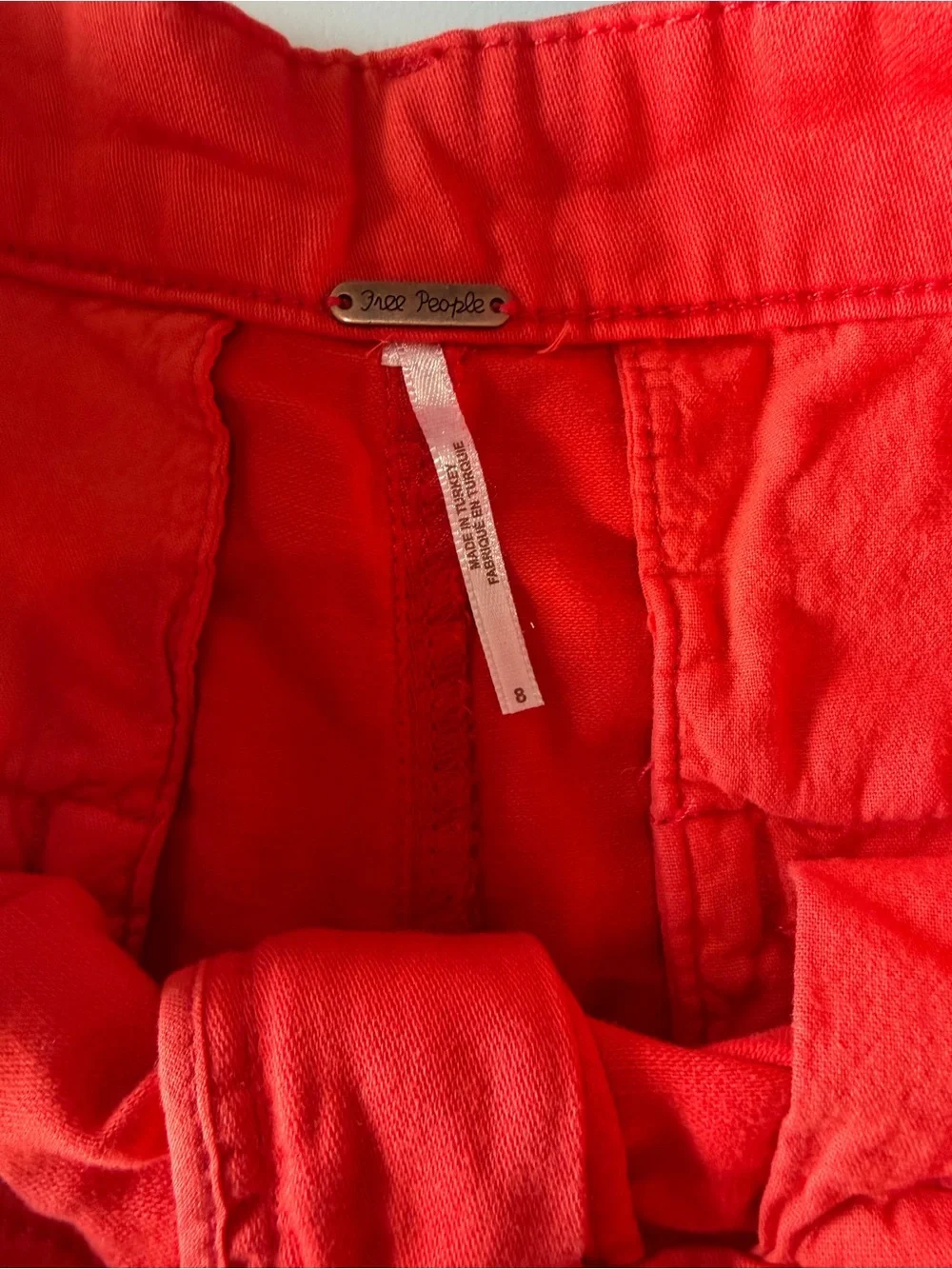 Free People Red Button-Front Casual Shorts